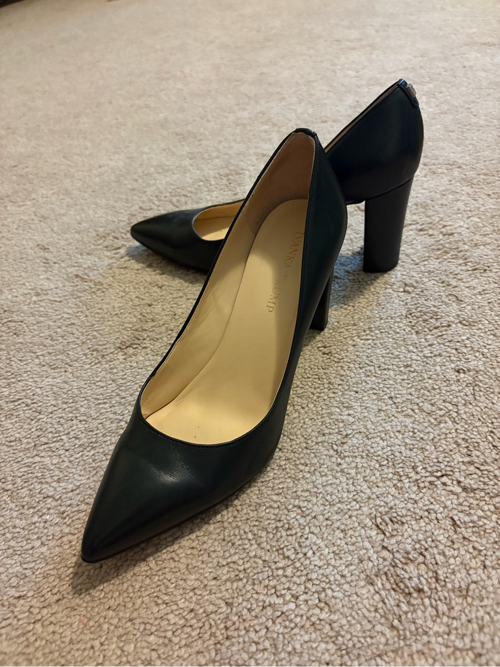 Ivanka Trump Black Pointed Block Heel Pumps